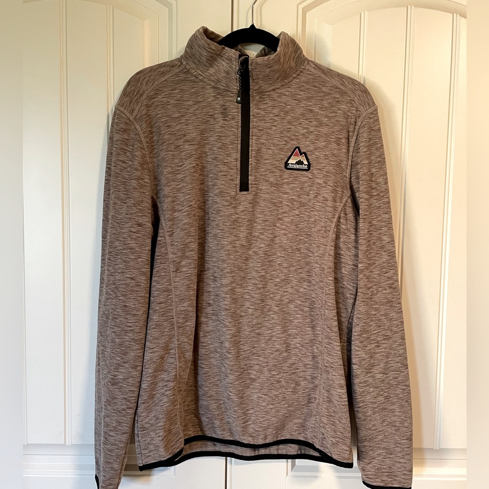 Avalanche Men's Quarter Zip Top Stand Up Pullover, Brown, Size Medium